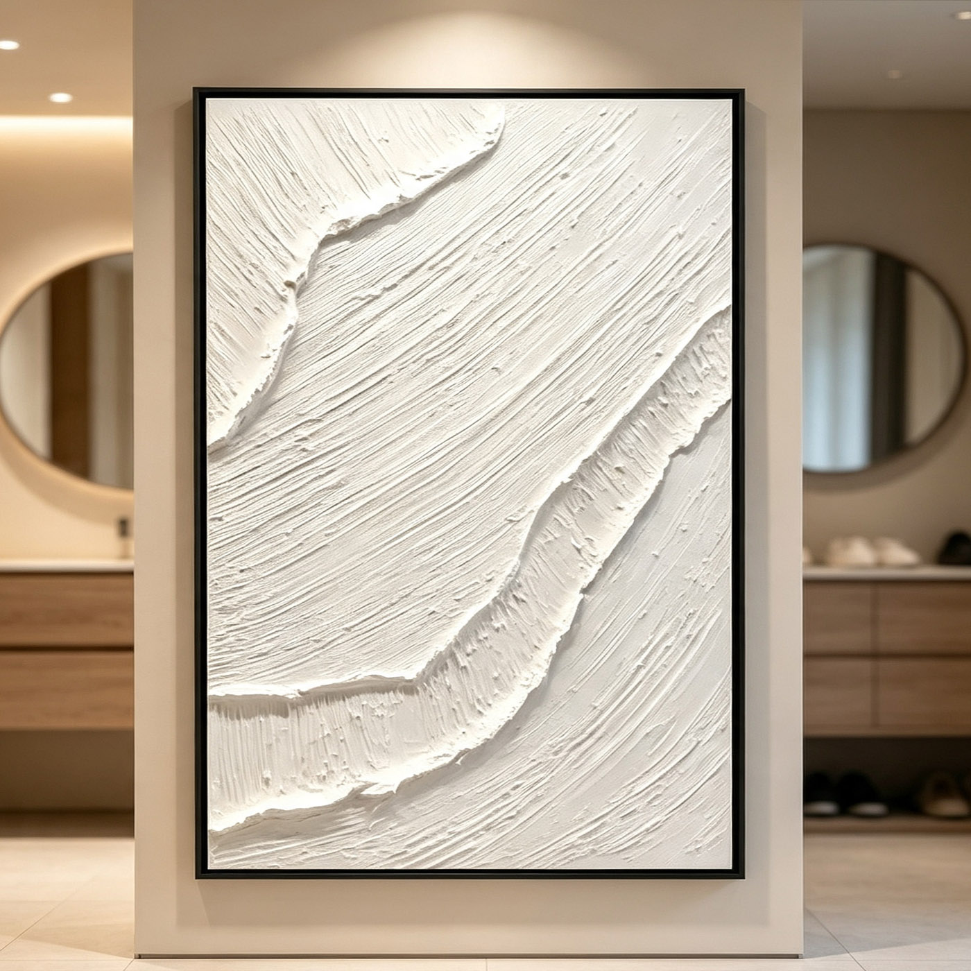 Home Decor White - لوحة زيتية تجريدية ثلاثية الأبعاد مرسومة