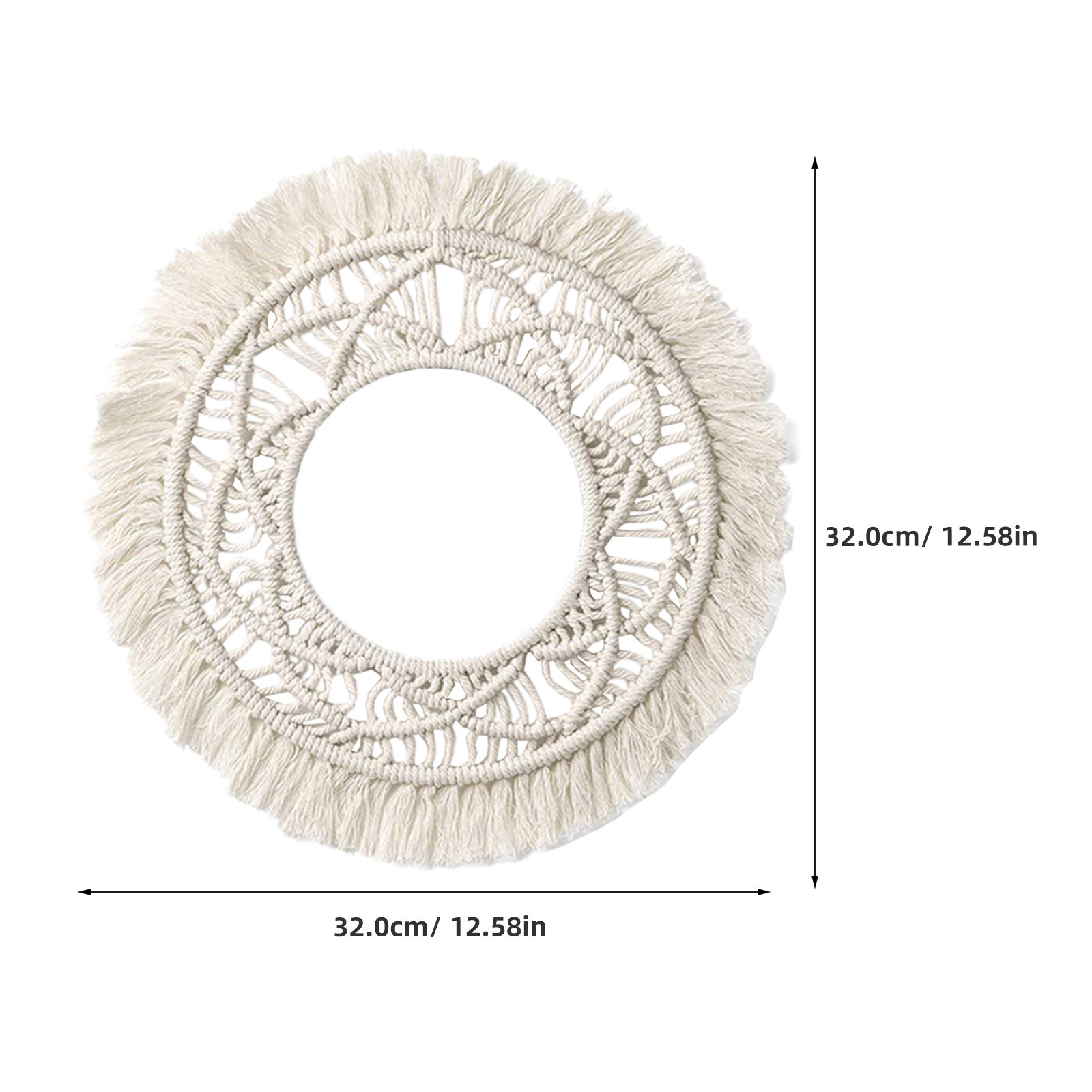 Macrame Wall Hanging - نسيج جداري دائري من القطن، مصنوع