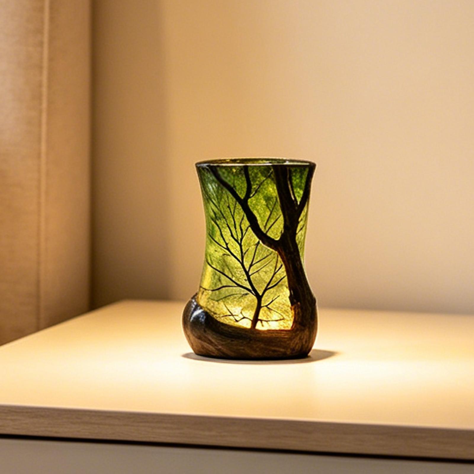 Home Decor Com - مصباح طاولة جانبي على شكل غابة،