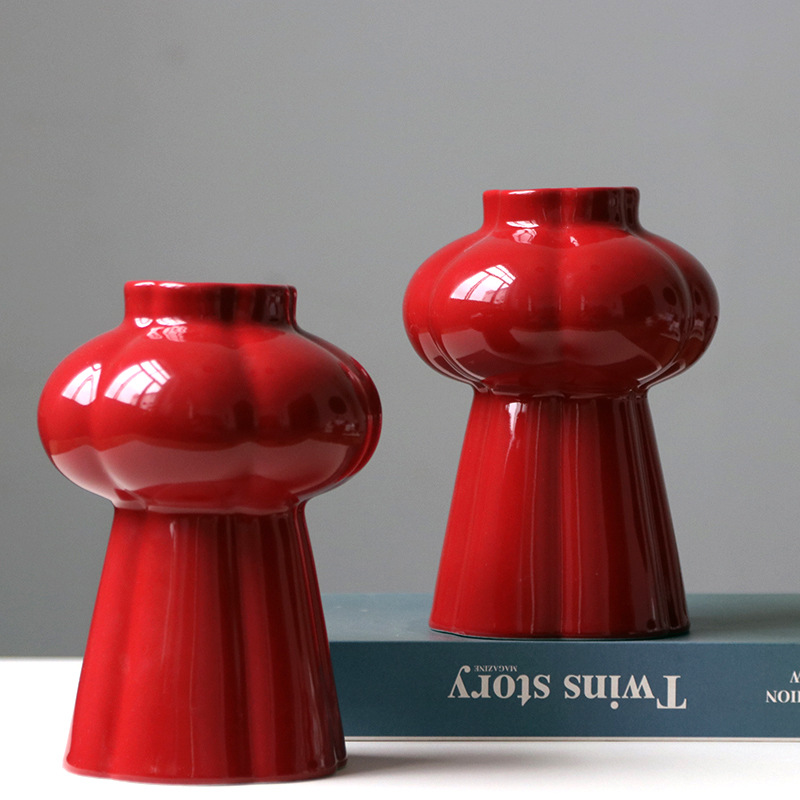 Home Decor Center - قطعة واحدة من مزهرية السيراميك الحمراء،