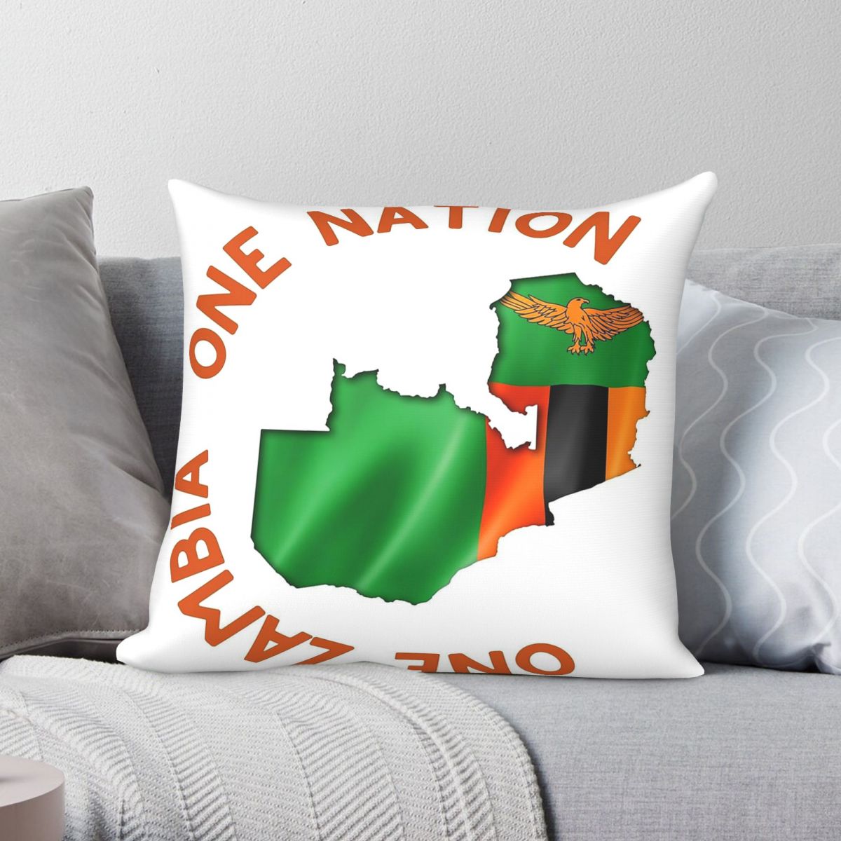 Home Decor Zambia - غطاء وسادة مربع بتصميم One Zambia