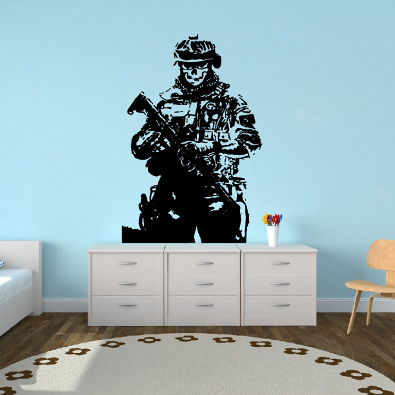 Home Decor Y2K - سولدر قناص الجمجمة الحرب الجدار ملصق