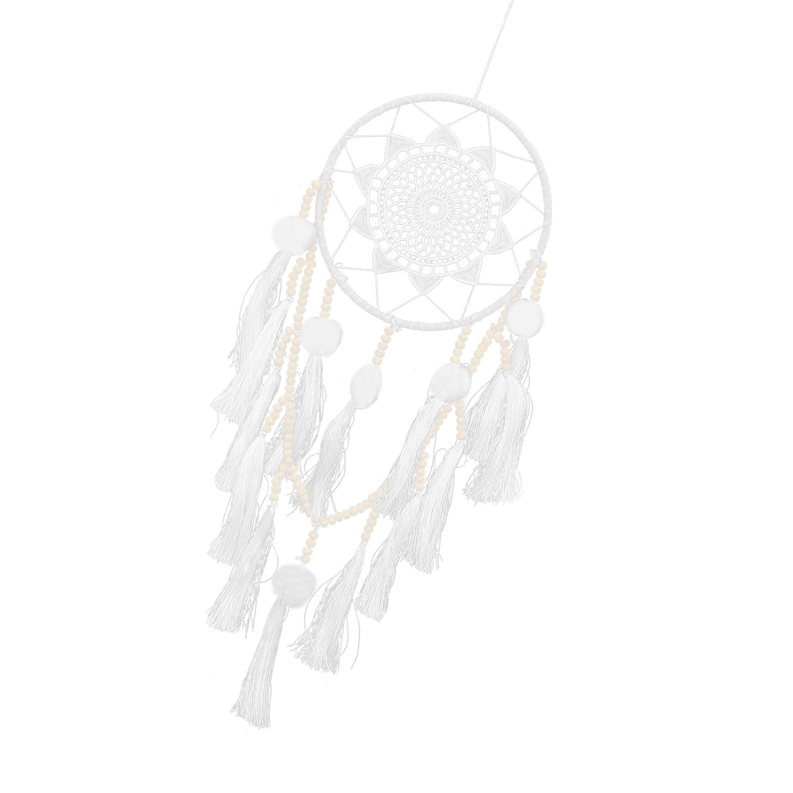Macrame Wall Hanging - ماسك أحلام كبير أبيض اللون بتصميم