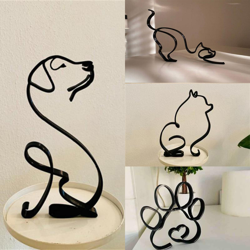 Home Decor Y2K - الكلب الفن النحت المعادن الكلب مجردة