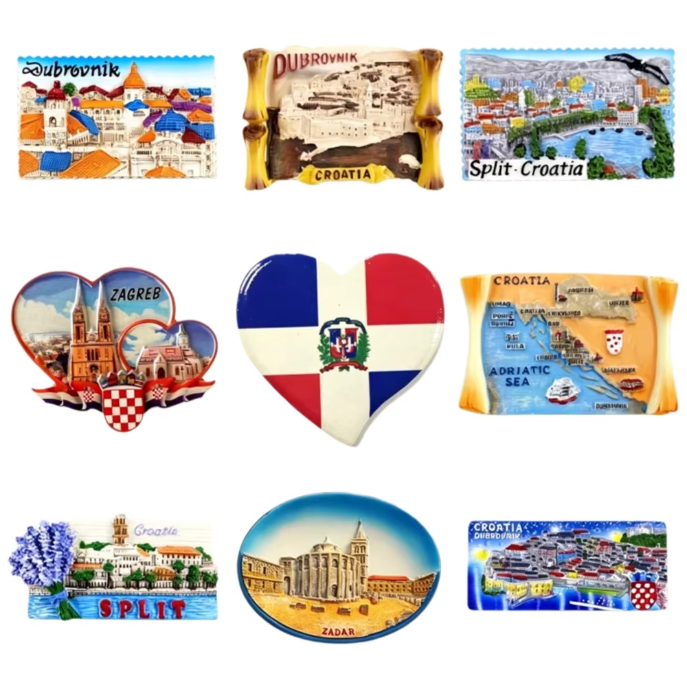 Home Decor Zagreb - مجموعة مغناطيسات ثلاثية الأبعاد للثلاجة من