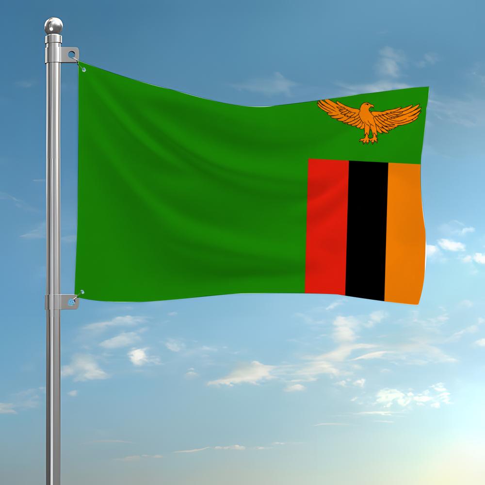 Home Decor Zambia - علم زامبيا المخصص للتعليق على الحائط،
