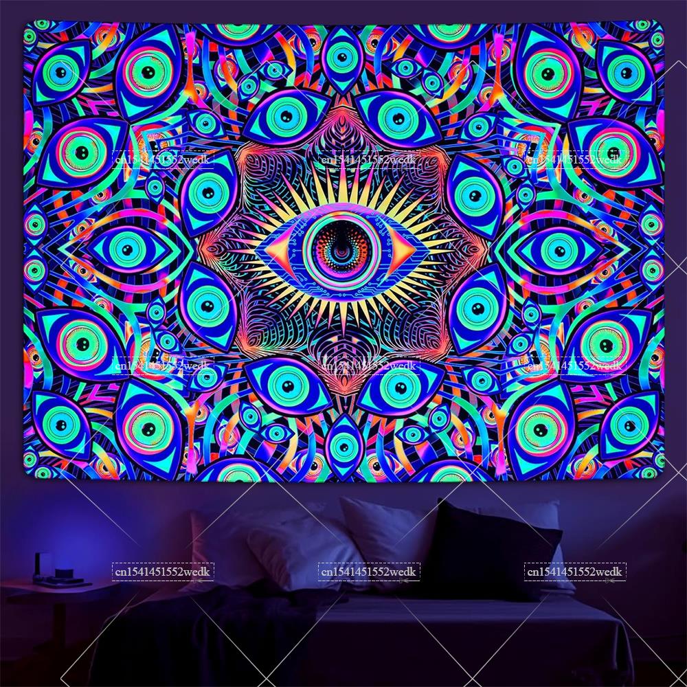 Home Decor Hippie - نسيج بوهو ماندالا مع عيون سوداء