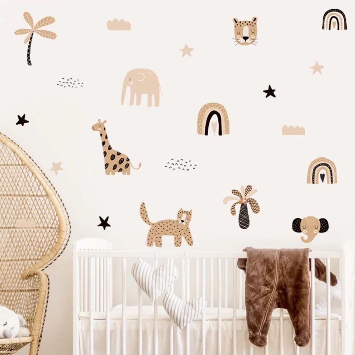 Home Decor Y2K - ملصقات جدارية بوهو كرتونية بألوان مائية