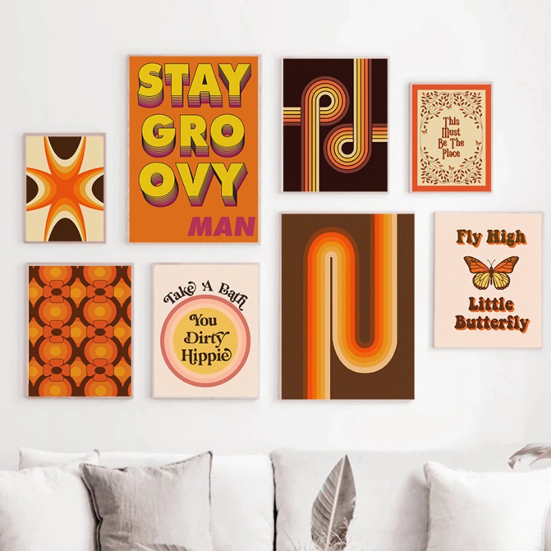 Home Decor Hippie - ملصق جداري بتصميم فني عتيق من