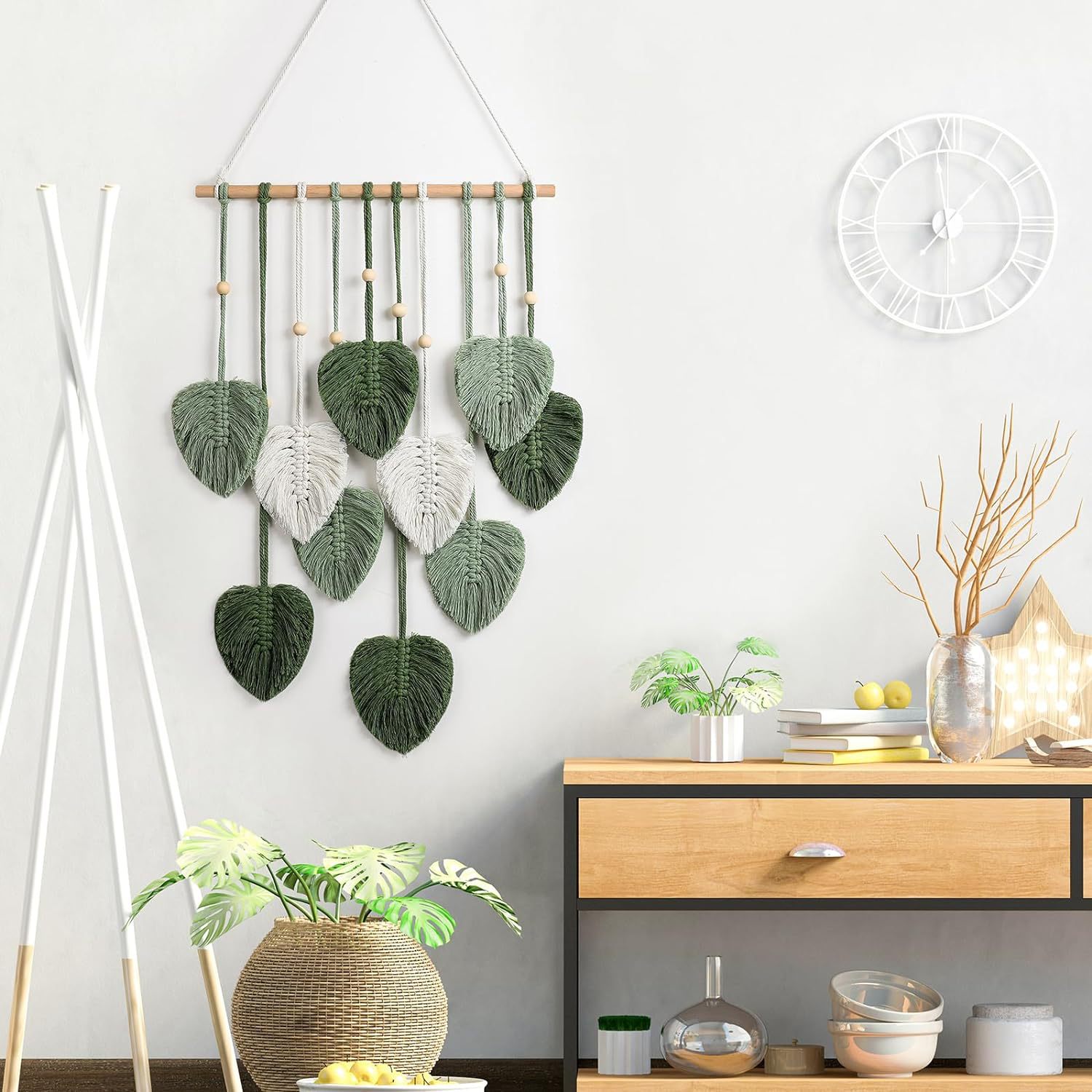 نسيج حبل قطني مصنوع يدويًا من  - مراجعة Macrame Wall Hanging وسعره