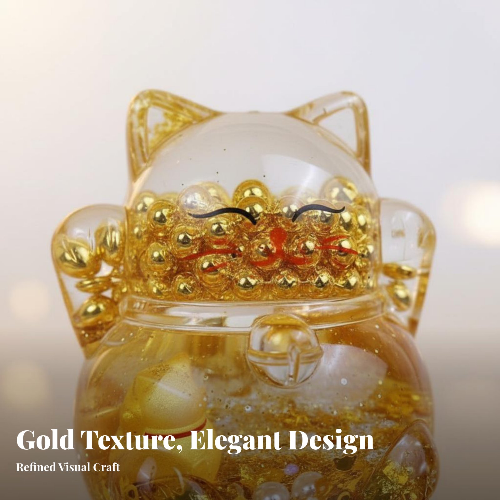 زينة قط الحظ، خرز ذهبي متألق،  - مراجعة Home Decor Cat وسعره