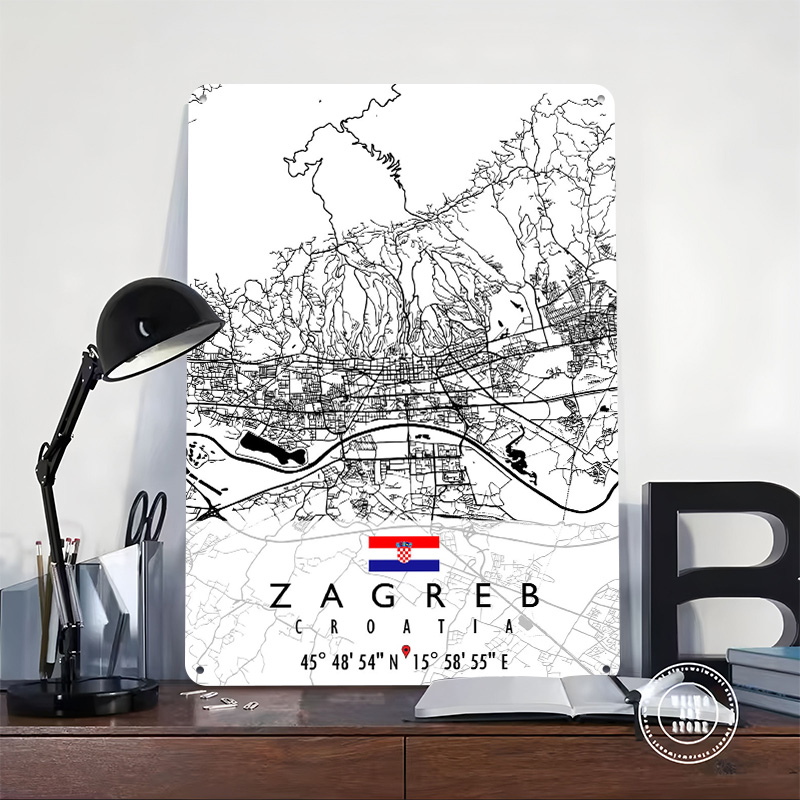 خريطة زغرب كرواتيا ثلاثية الأب - مراجعة Home Decor Zagreb وسعره