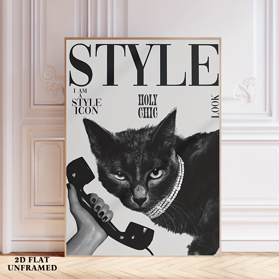 لوحة فنية جدارية لقطة سوداء عت - مراجعة Home Decor Cat وسعره