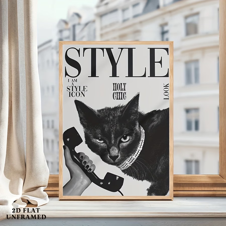 لوحة فنية جدارية لقطة سوداء عت - مراجعة Home Decor Cat وسعره