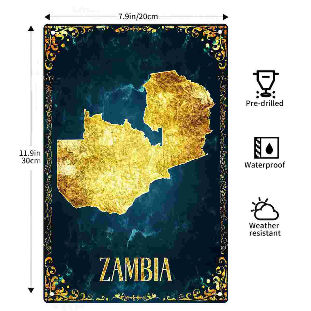 خريطة زامبيا مطلية بالذهب ثنائ - مراجعة Home Decor Zambia وسعره