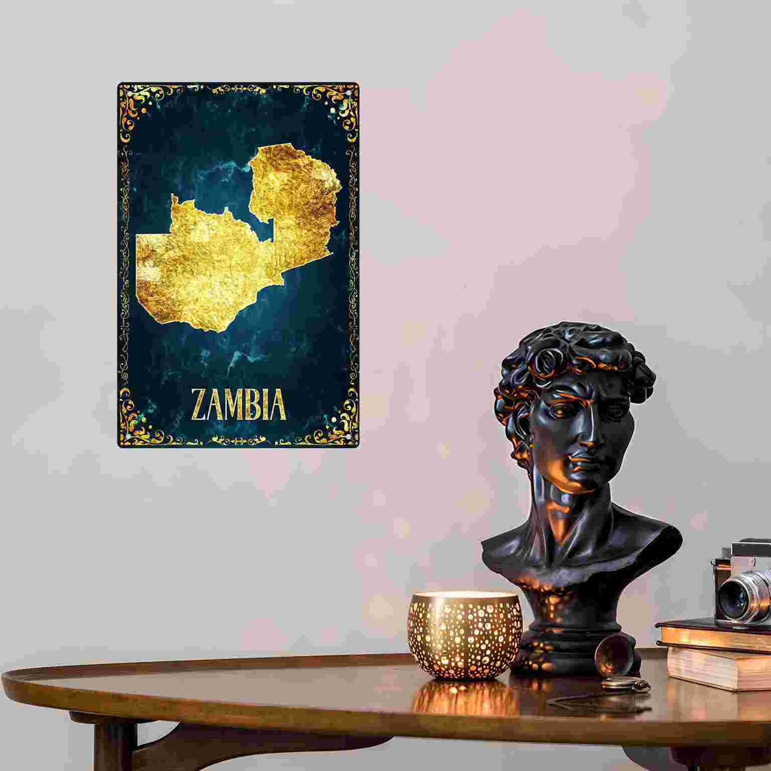 خريطة زامبيا مطلية بالذهب ثنائ - مراجعة Home Decor Zambia وسعره