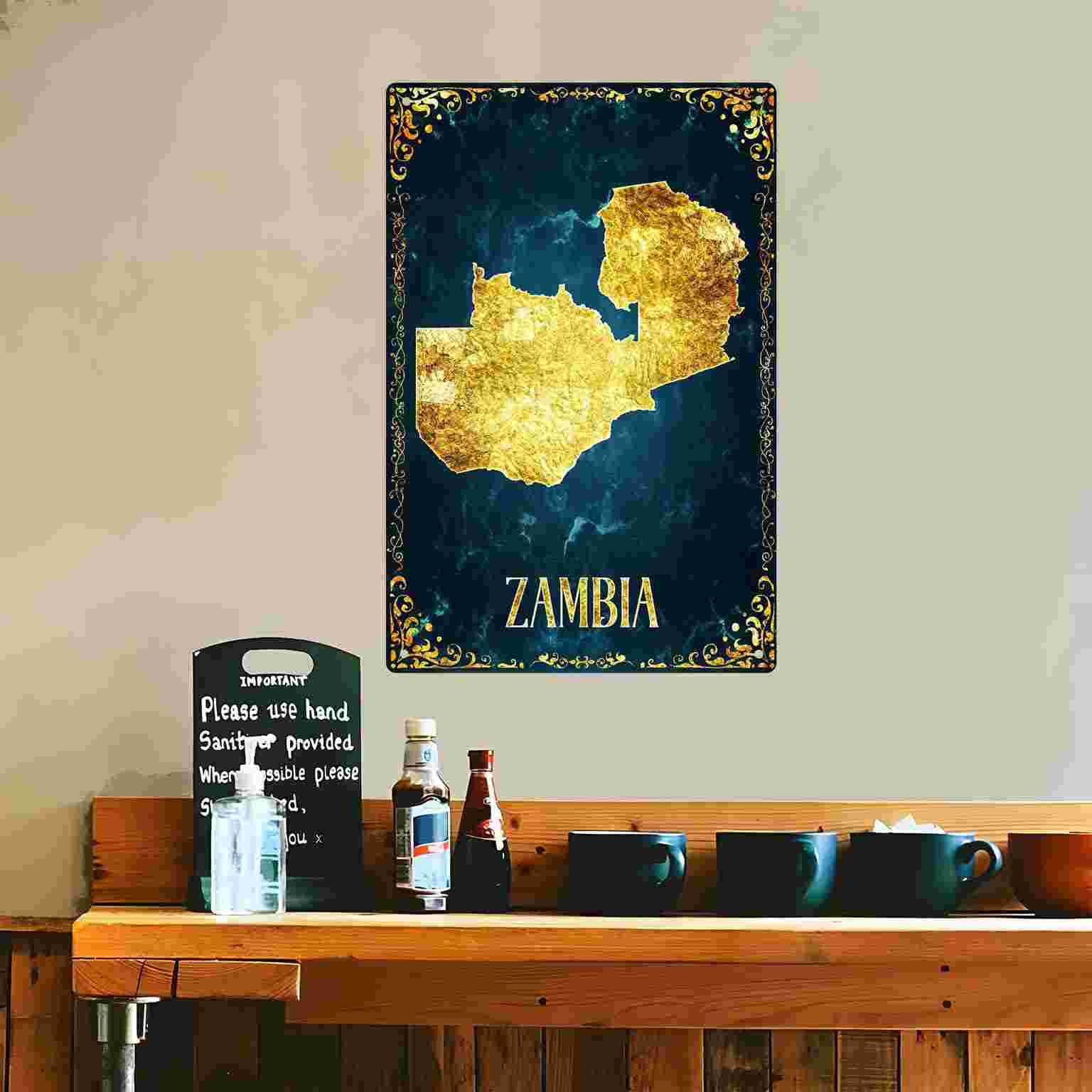 خريطة زامبيا مطلية بالذهب ثنائ - مراجعة Home Decor Zambia وسعره